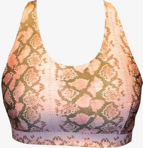 Warrioress recycled serpent power print sports bra